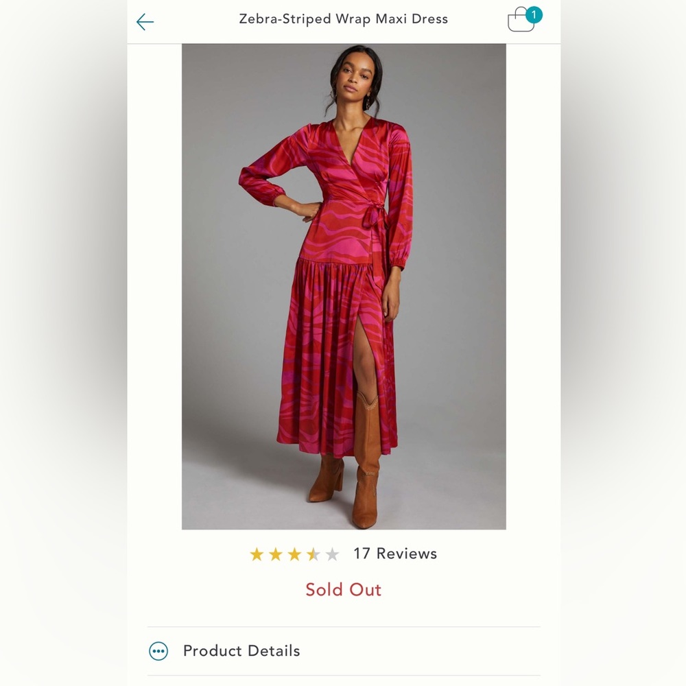 Anthropologie - “Zebra-Stripped Wrap Maxi Dress”